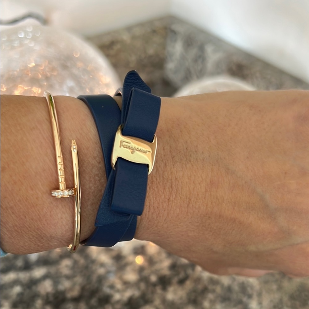 Salvatore Ferragamo Leather Bow Bracelet